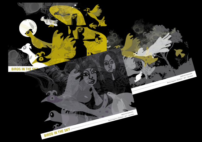 BIrds in the sky, illustrated by Montse Noguera